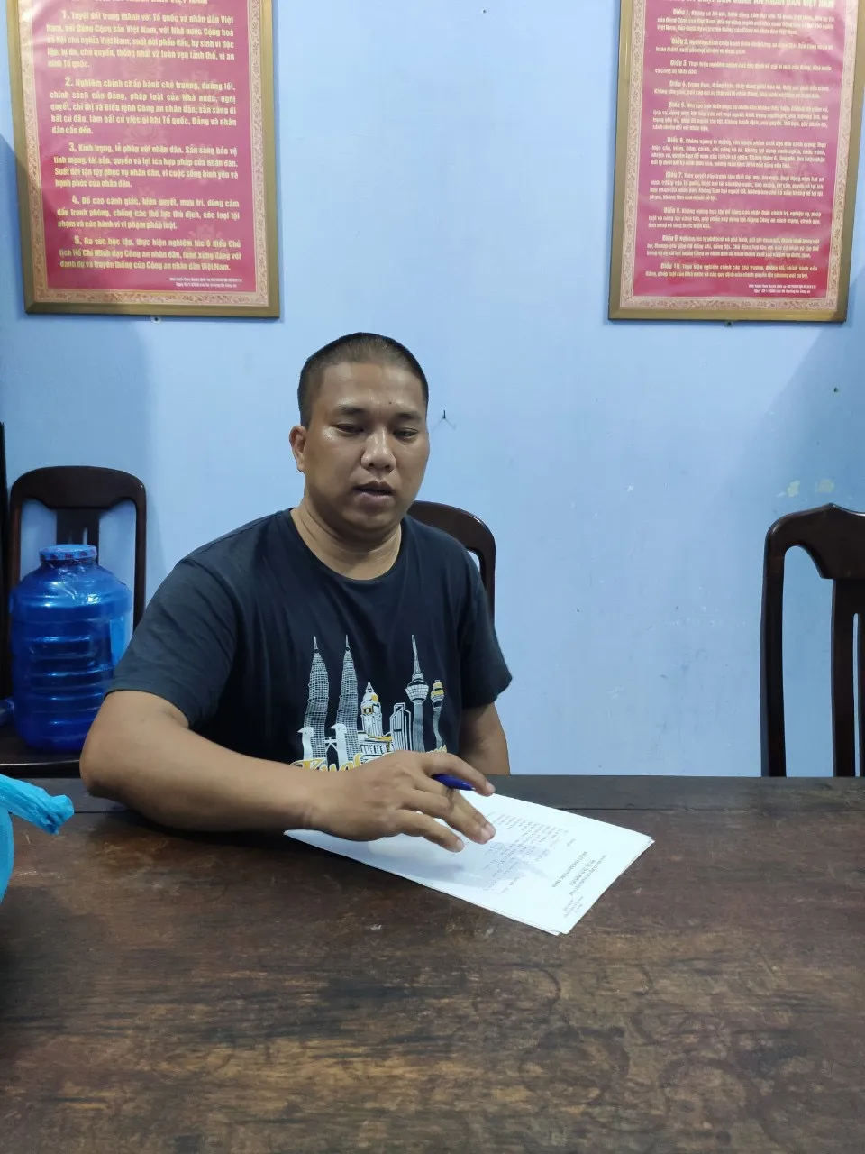 Đối tượng Nguyễn Quốc Nhựt tại cơ quan điều tra