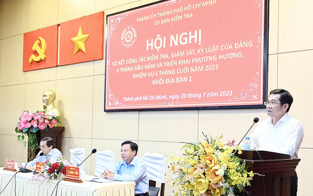 Chủ nhiệm Ủy ban Kiểm tra Thành ủy TPHCM Dương Ngọc Hải phát biểu tại Hội nghị sơ kết công tác kiểm tra, giám sát của khối địa bàn 1. Ảnh: VĂN MINH Chủ nhiệm Ủy ban Kiểm tra Thành ủy TPHCM Dương Ngọc Hải phát biểu tại Hội nghị sơ kết công tác kiểm tra, giám sát của khối địa bàn 1. Ảnh: VĂN MINH