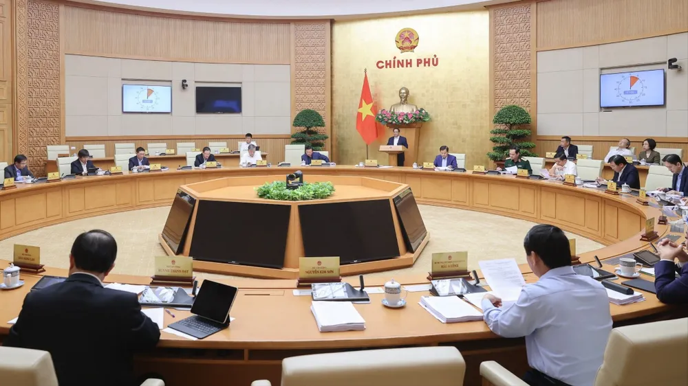 Phiên họp Chính phủ chuyên đề về xây dựng pháp luật tháng 3-2024. Ảnh: VIẾT CHUNG