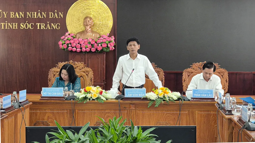 Bí thư Tỉnh ủy Sóc Trăng Lâm Văn Mẫn phát biểu chỉ đạo tại buổi làm việc