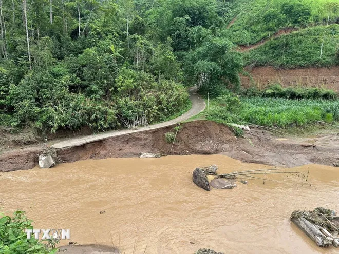 Bắc Kạn chịu nhiều thiệt hại do lũ quét, sạt lở trong những ngày vừa qua. Ảnh: TTXVN