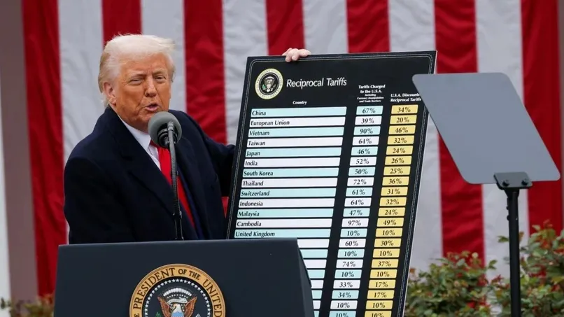 Tổng thống Donald Trump ký sắc lệnh áp thuế đối ứng. Ảnh: TTXVN