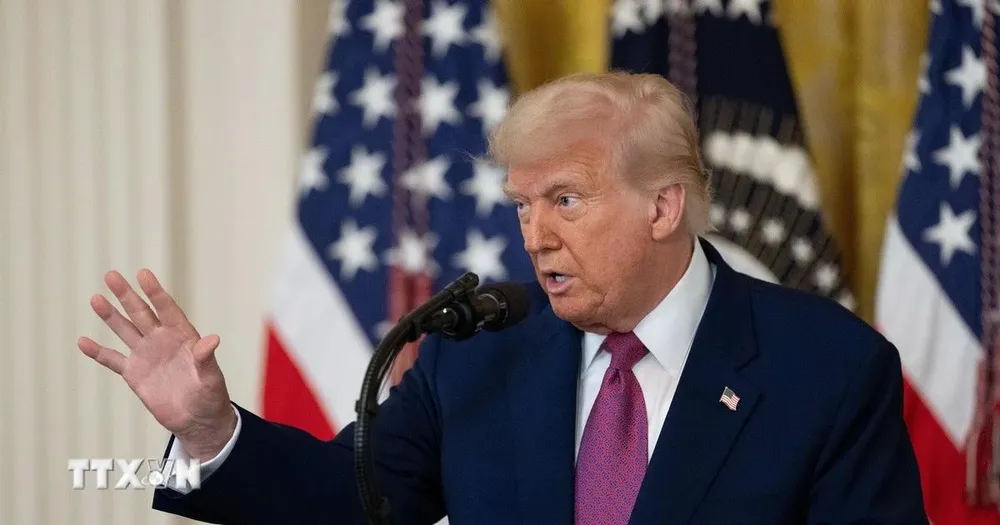 Tổng thống Mỹ Donald Trump phát biểu tại Nhà Trắng, Washington, D.C. Ảnh: THX/TTXVN