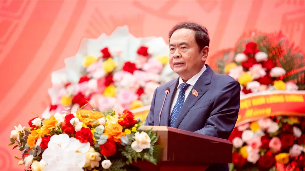 Chủ tịch Quốc hội Trần Thanh Mẫn phát biểu khai mạc Diễn đàn của Quốc hội về hoạt động giám sát. Ảnh: PHẠM THẮNG