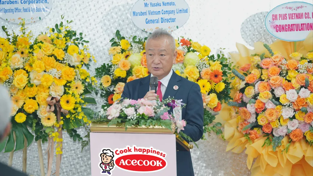 Ông Kaneda Hiroki, Tổng Giám đốc Acecook Việt Nam phát biểu tại lễ động thổ