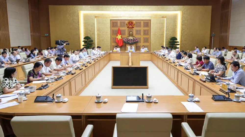 Thủ tướng Phạm Minh Chính chủ trì cuộc họp. Ảnh: VGP