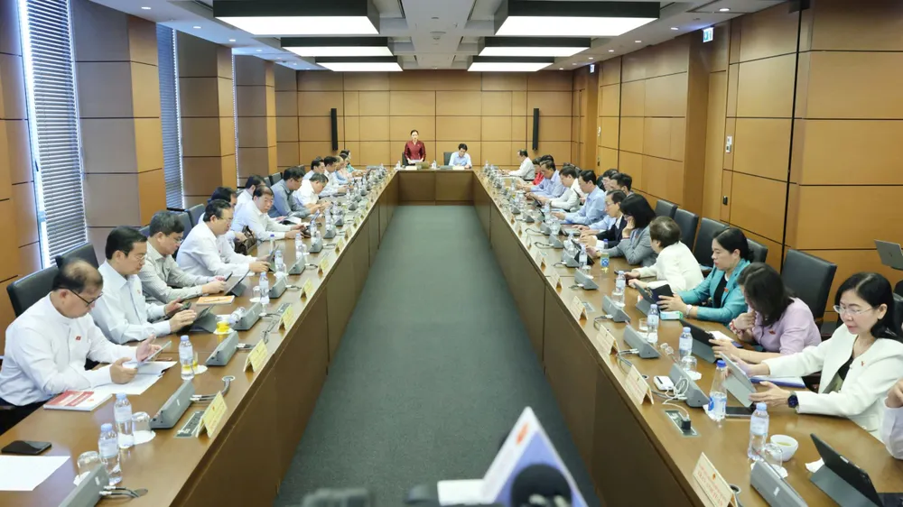 Đoàn đại biểu Quốc hội TPHCM thảo luận tại tổ, sáng 22-10. Ảnh: QUANG PHÚC