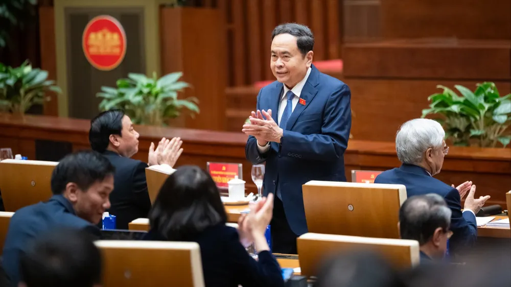 Ủy viên Bộ Chính trị, Bí thư Đảng ủy Quốc hội, Chủ tịch Quốc hội Trần Thanh Mẫn chủ trì hội nghị của Đảng ủy Quốc hội. Ảnh: PHẠM THẮNG