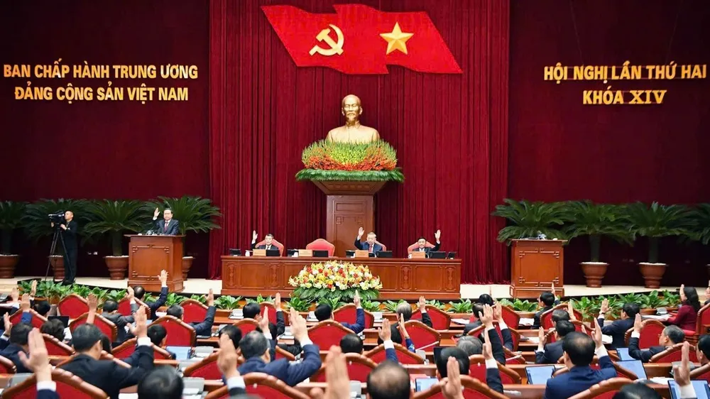 Quang cảnh phiên khai mạc Hội nghị lần thứ hai, Ban Chấp hành Trung ương Đảng khóa XIV, sáng 23-3. Ảnh: VIẾT CHUNG