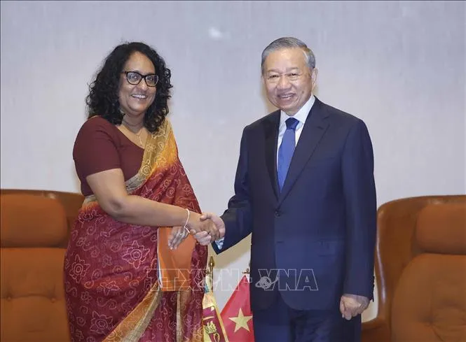 Tổng Bí thư, Chủ tịch nước Tô Lâm hội kiến Thủ tướng Sri Lanka Harini Amarasuriya. Ảnh: TTXVN