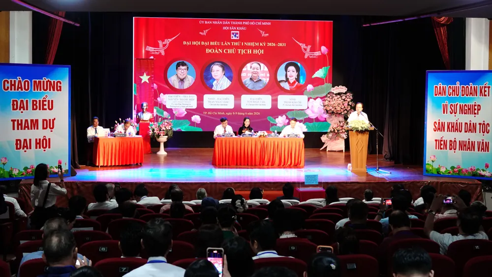 Hội Sân khấu TPHCM tổ chức Đại hội Đại biểu Hội Sân khấu TPHCM lần thứ nhất, nhiệm kỳ 2026-2031, tại Nhà hát Cải lương Trần Hữu Trang. Ảnh: THÚY BÌNH