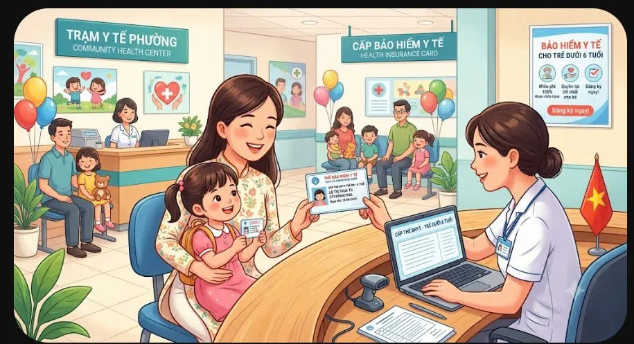 Trẻ dưới 6 tuổi sẽ được làm thẻ căn cước ngay trong quy trình khai sinh liên thông. Ảnh minh họa AI