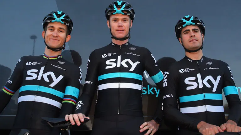 Chris Froome (giữa) và Mikel Landa (phải) và Michal Kwiatkowski.
