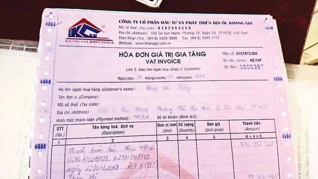 Khang Gia bán nhà xuất hóa đơn “lụi” ảnh 1