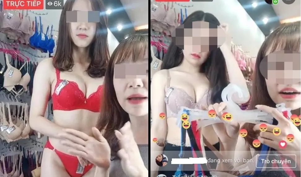 Mặc đồ lót để livestream bán hàng trên mạng xã hội.