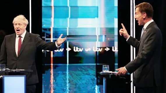 Hai ông Boris Johnson và Jeremy Hunt tranh luận 'nảy lửa' về vấn đề Brexit. Nguồn: news.sky.com