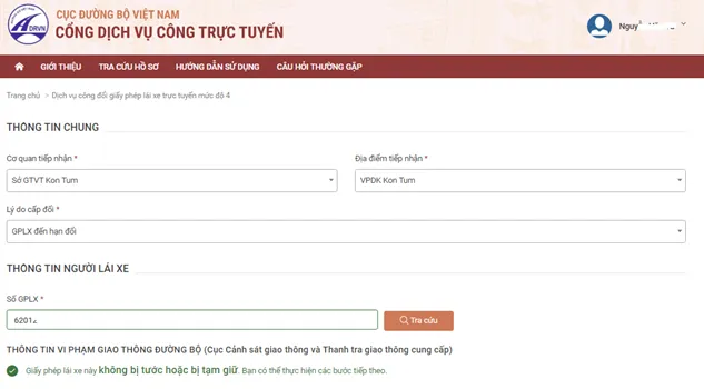 Hướng dẫn cách đổi giấy phép lái xe trực tuyến mức độ 4 ảnh 5