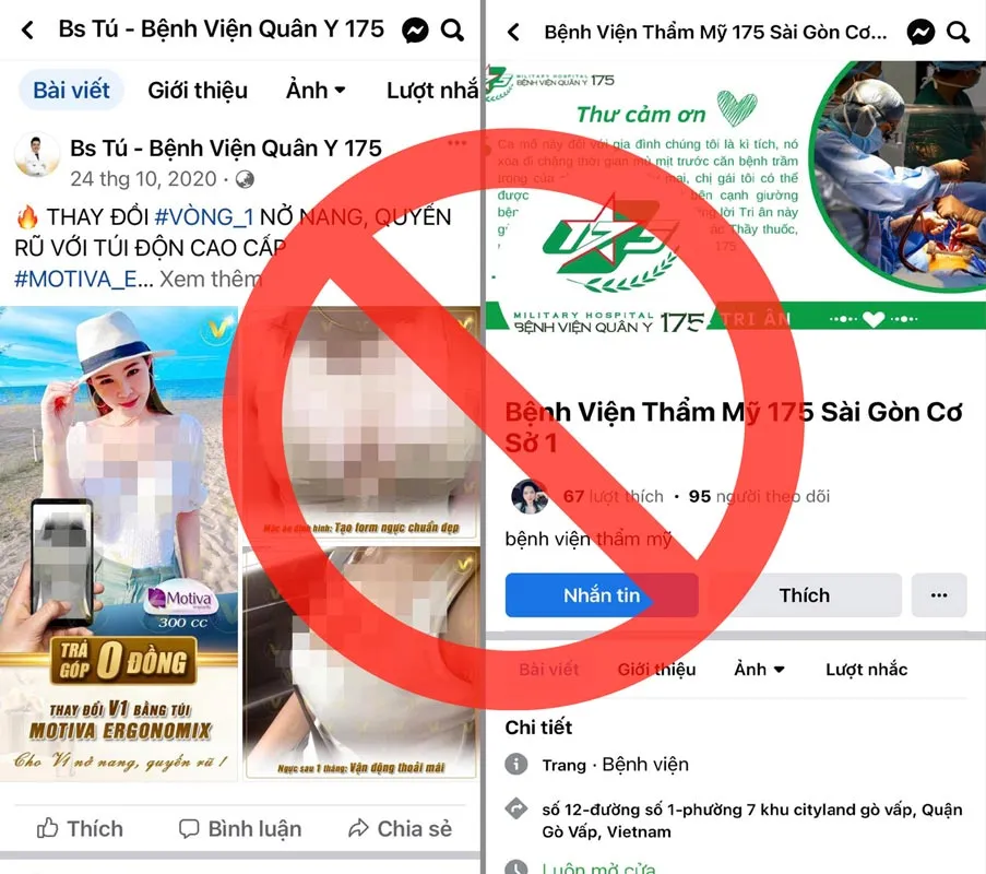 Hình ảnh giả mạo thông tin bác sĩ và Bệnh viện Quân y 175. Ảnh: BVCC