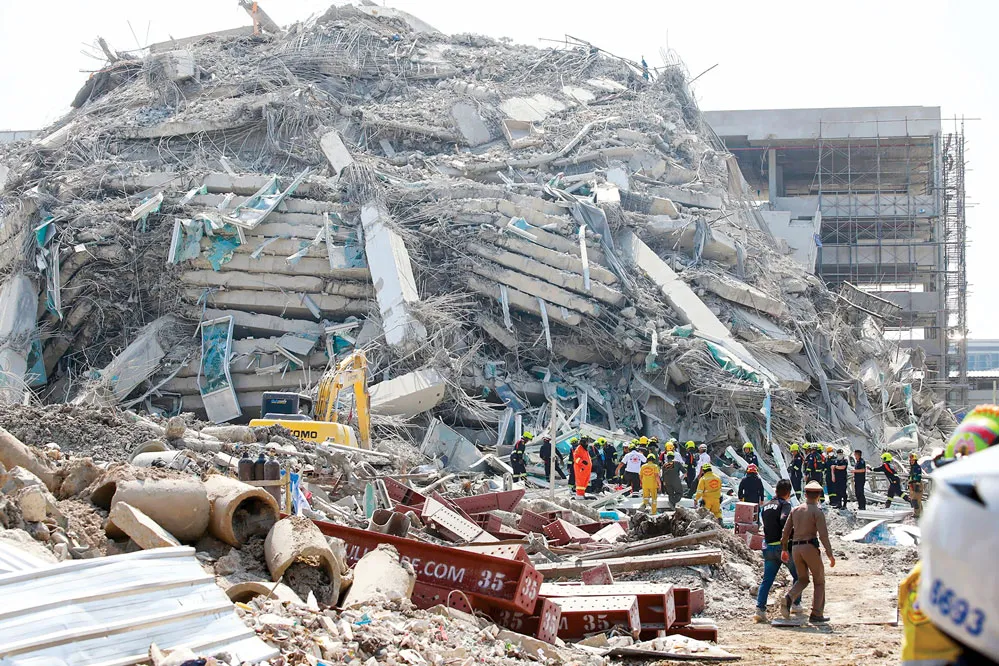 Trận động đất vừa qua tại Myanmar và dư chấn sang tận Thái Lan đã làm sập 1 tòa nhà cao tầng đang xây dựng.