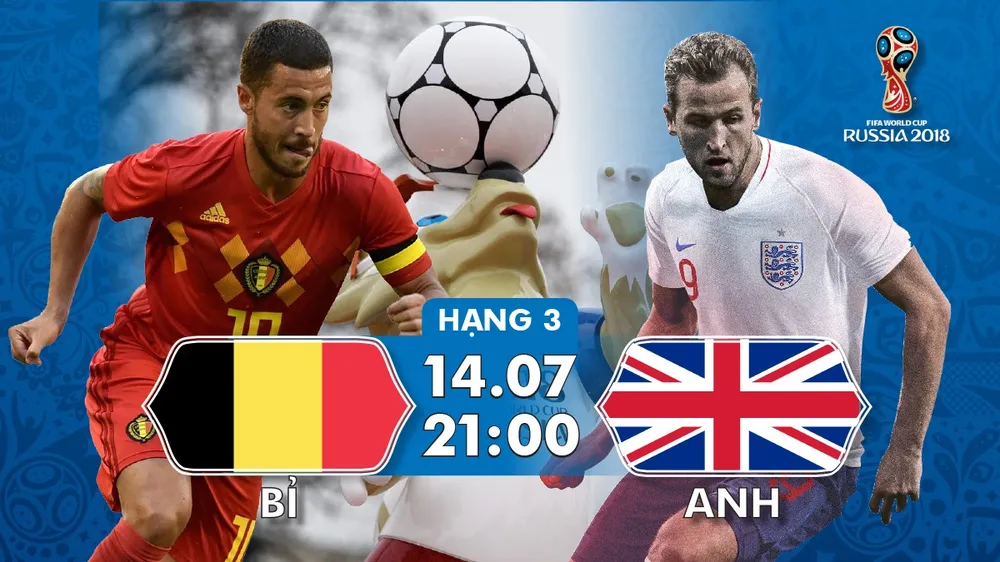Lịch thi đấu World Cup 2018: Tranh hạng 3, Bỉ - Anh (Mới cập nhật)
