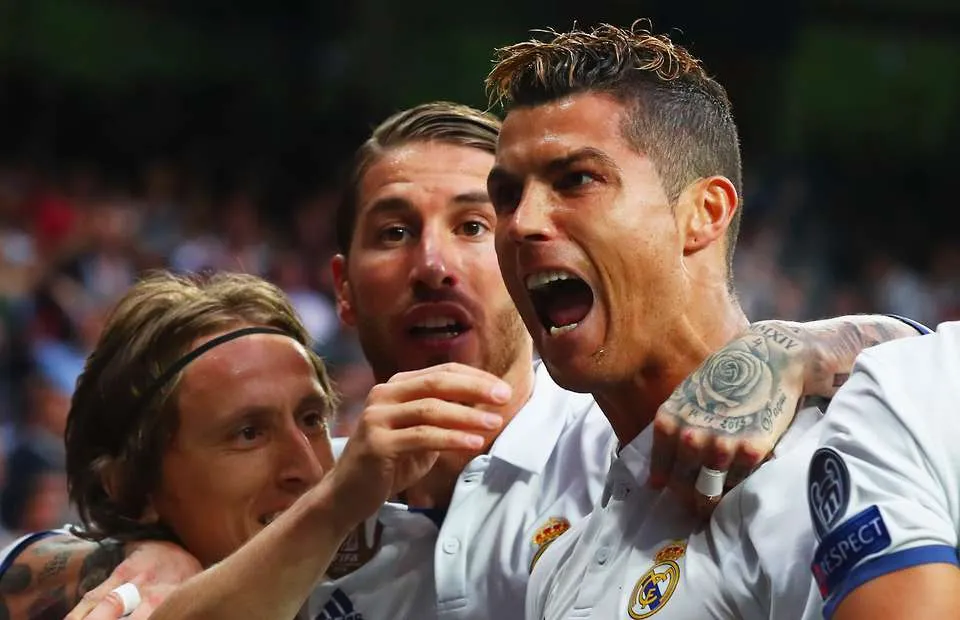 Luka Modric, Sergio Ramos và Cristiano Ronaldo trong màu áo Madrid.