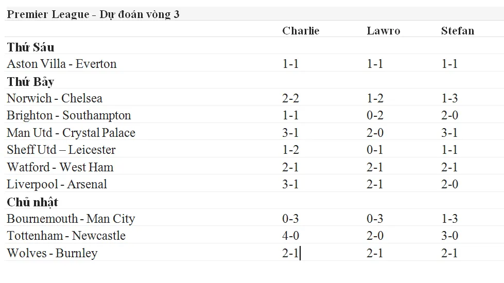 Lịch thi đấu Ngoại hạng Anh ngày 24-8: Dự đoán của chuyên gia (Mới cập nhật) ảnh 1
