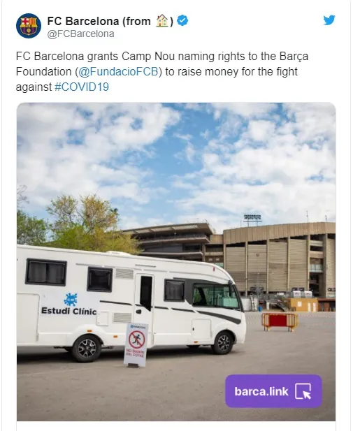 Barca sẽ bán tên sân Camp Nou để gây quỹ chống Covid-19 ảnh 1
