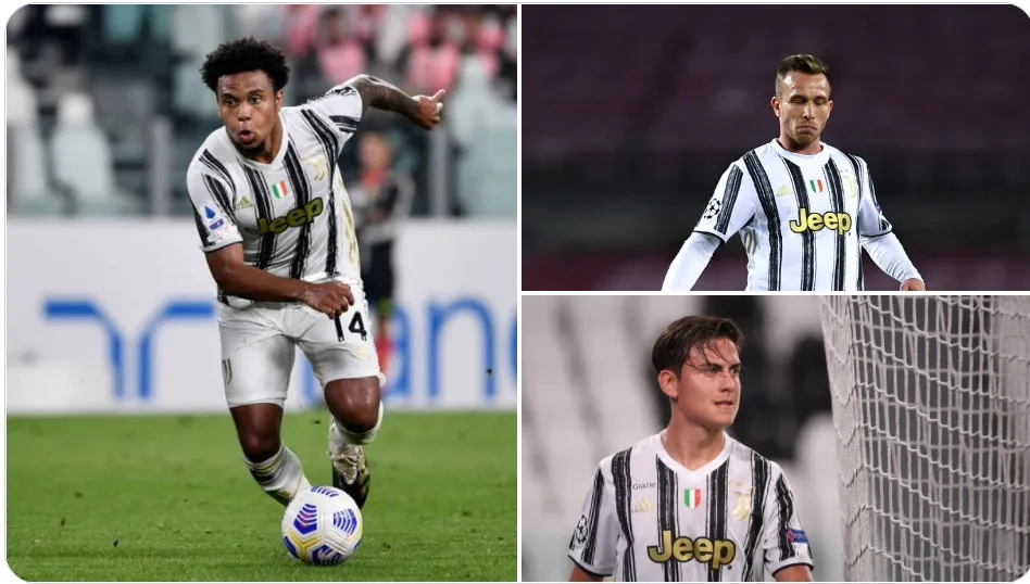 Weston McKennie (trái), Arthur Melo (trên) và Paulo Dybala (dưới)