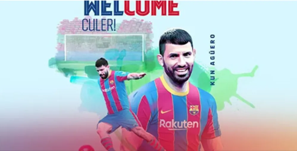Hình ảnh Kun Aguero đăng trên website chính thức của Barcelona