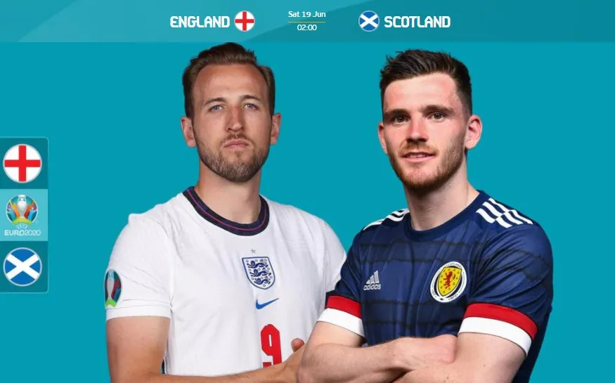 Harry Kane (Anh) và Robertson (Scotland)
