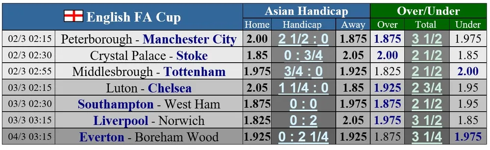 Lịch thi đấu vòng 1/8 cúp FA ngày 2-3: Man City, Liverpool, Chelsea và Tottenham xung trận ảnh 1