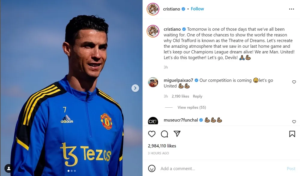 Dòng trạng thái của Ronaldo