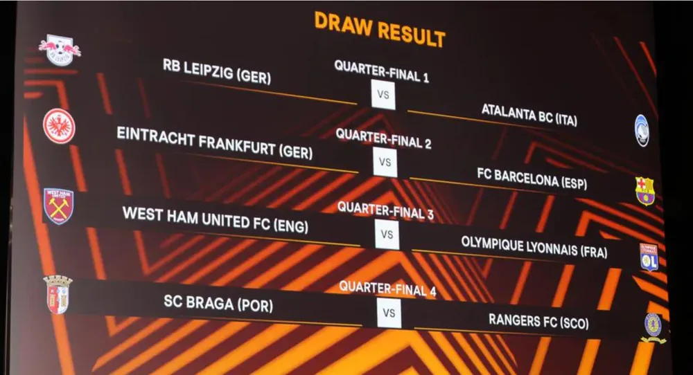 Barcelona đối mặt Frankfurt, West Ham gặp Lyon ở tứ kết Europa League