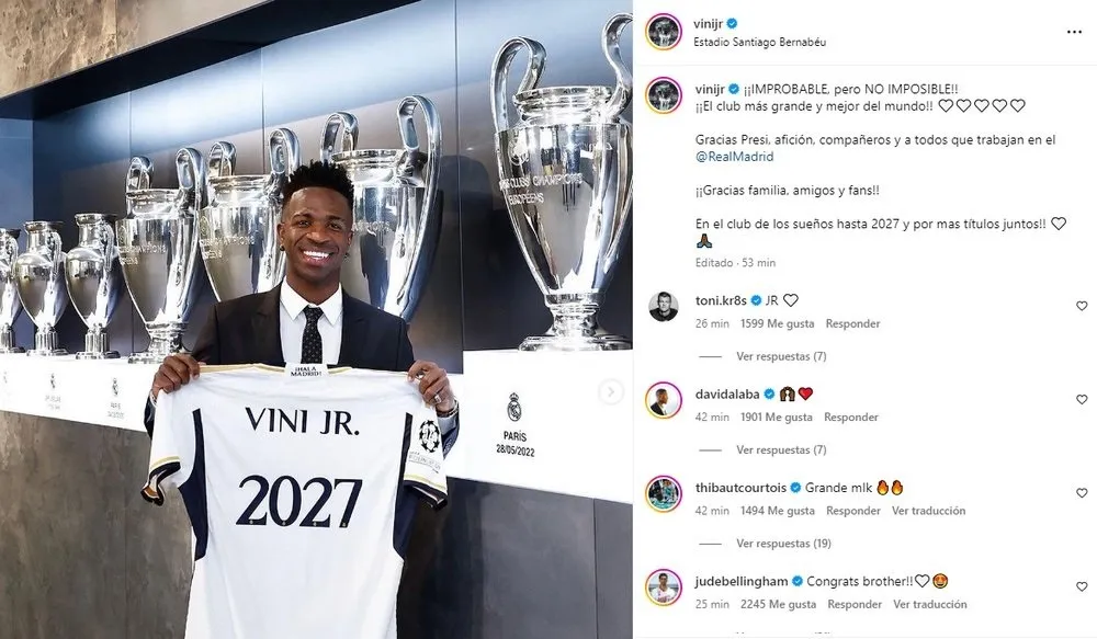Vinicius Jr đăng bức ảnh trên Instagram