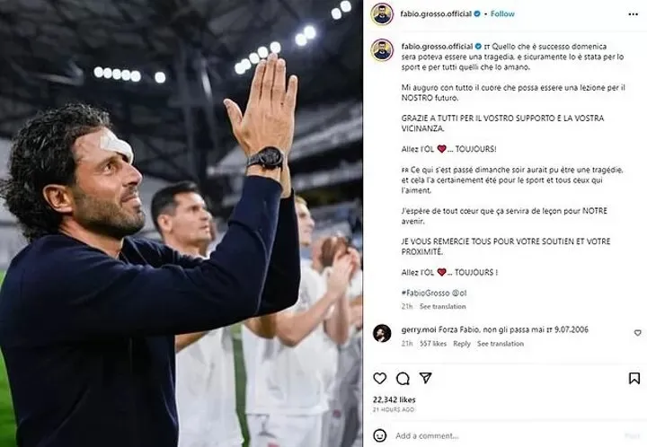 Bài đăng của Fabio Grosso trên Instagram Bài đăng của Fabio Grosso trên Instagram
