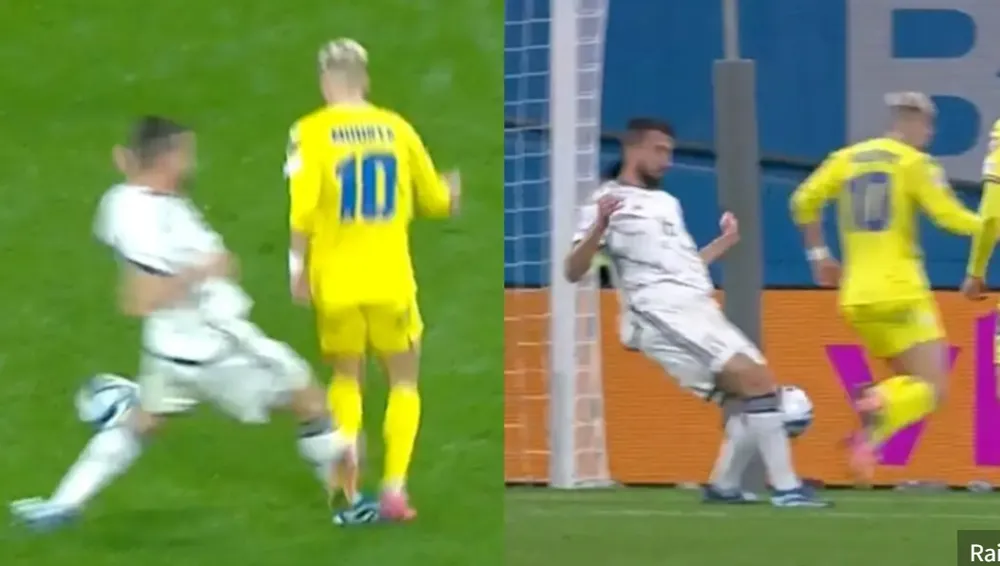 Pha bóng tranh cãi phút bù giờ: Bryan Cristante dường như chạm vào mắt cá chân Mykhailo Mudryk Pha bóng tranh cãi phút bù giờ: Bryan Cristante dường như chạm vào mắt cá chân Mykhailo Mudryk