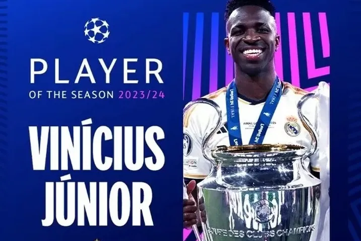 Vinicius Junior đã được UEFA vinh danh là Cầu thủ xuất sắc nhất mùa giải Champions League