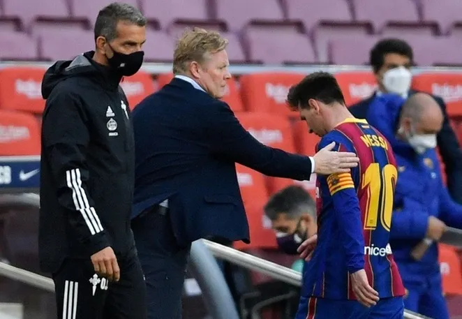 HLV Ronald Koeman và Messi thời còn ở Barcelona