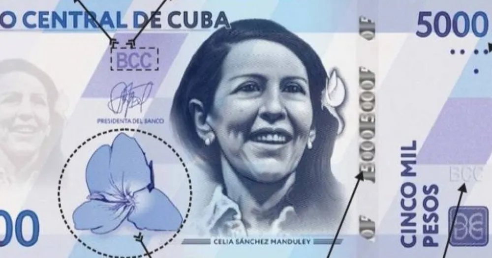 Ngân hàng Trung ương Cuba giới thiệu tiền giấy mệnh giá 5.000 peso Cuba. Ảnh: cibercuba.com