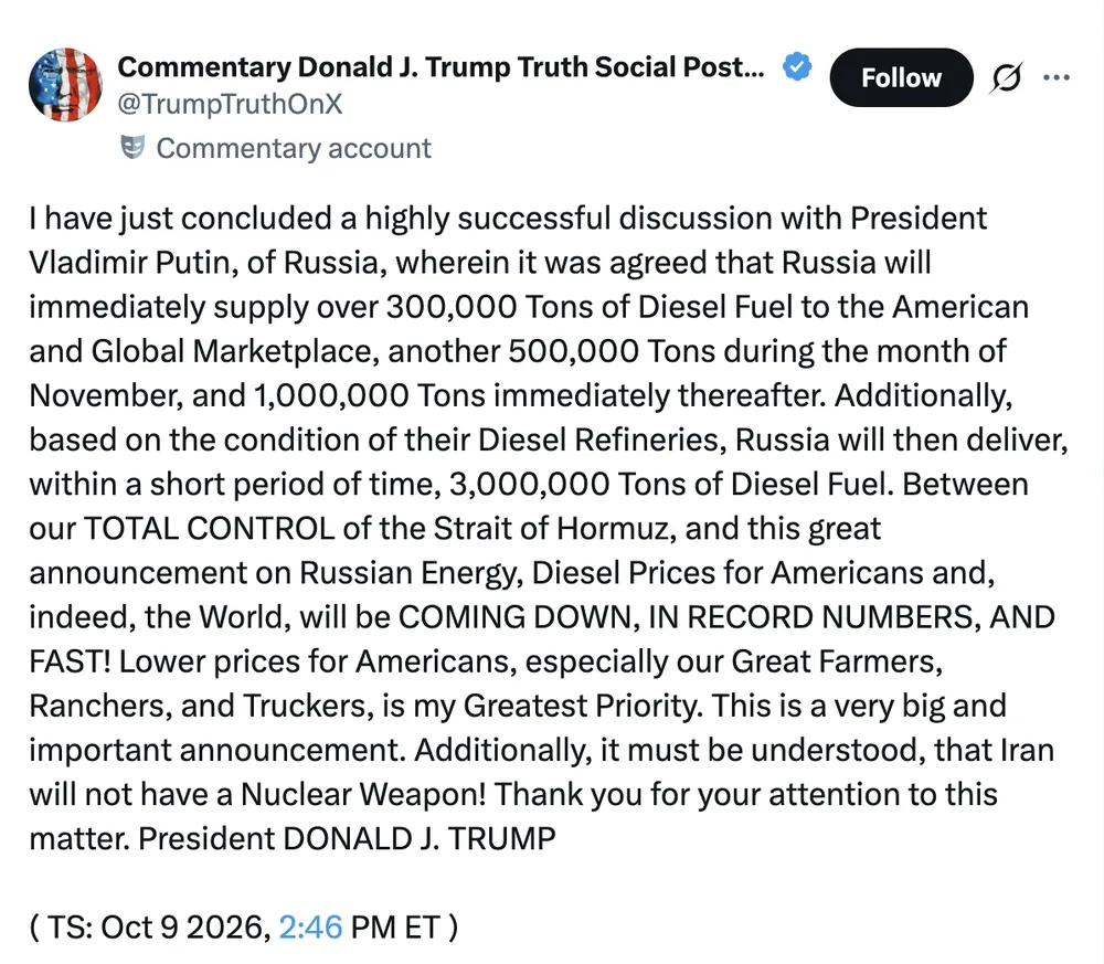 Tổng thống Mỹ Donald Trump thông báo trên mạng xã hội Truth Social