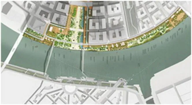 Sơ đồ dự kiến vị trí xây dựng hai cầu đi bộ nối từ quận 2 sang công viên Bạch Đằng, Q.1