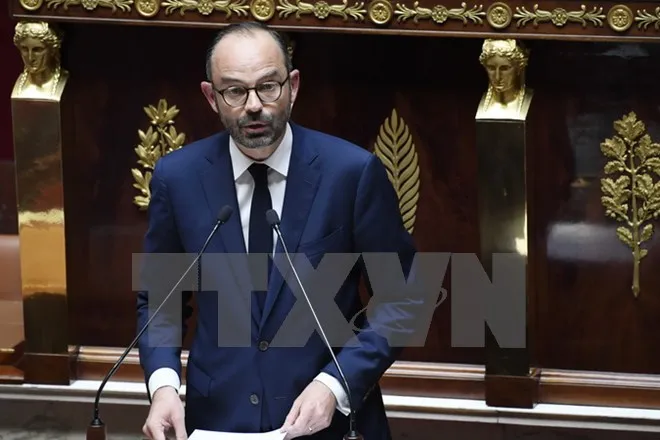 Thủ tướng Pháp Edouard Philippe trong bài phát biểu tại phiên họp Quốc hội ở thủ đô Paris ngày 4/7. (Nguồn: EPA/TTXVN)