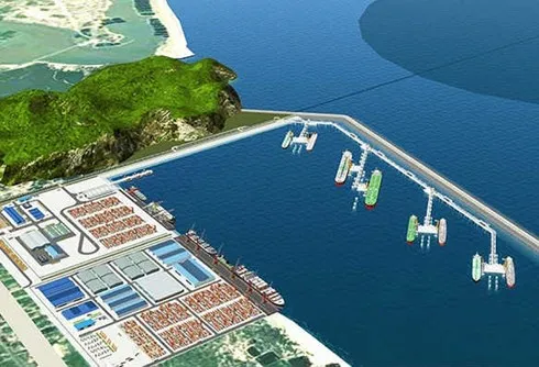 Mô hình cảng bãi gốc gắn với nhà máy lọc dầu.