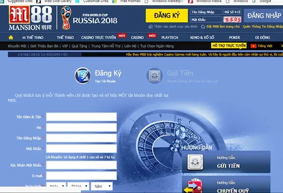 Một trang mạng hướng dẫn đăng ký tham gia cá cược các trận đấu World Cup 2018