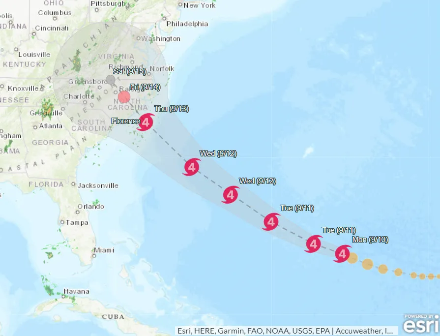 Siêu bão Florence chuẩn bị đổ bộ Hoa Kỳ ảnh 1