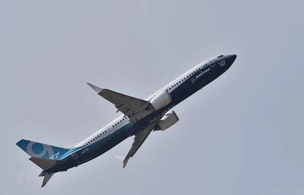 Máy bay Boeing 737 MAX 9 trình diễn tại Triển lãm hàng không quốc tế Paris, Pháp, ngày 22/6/2017. (Ảnh: AFP/ TTXVN)