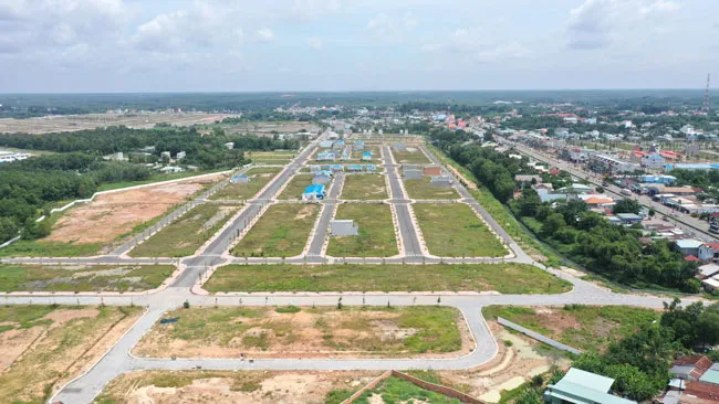 Toàn cảnh dự án Khu dân cư Mỹ Phước 4 nhìn từ trên cao.