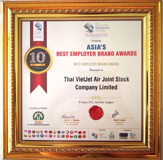 Vietjet Thailand - Thương hiệu Tuyển dụng tốt nhất châu Á 2019 ảnh 1