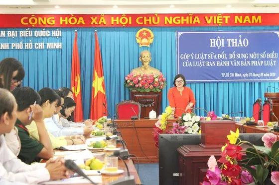 Hội thảo do Đoàn đại biểu Quốc hội THCM tổ chức sáng 27-8. Ảnh: MAI HOA