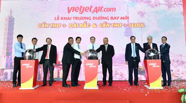 Vietjet khai trương 2 đường bay kết nối Cần Thơ với Seoul, Đài Bắc